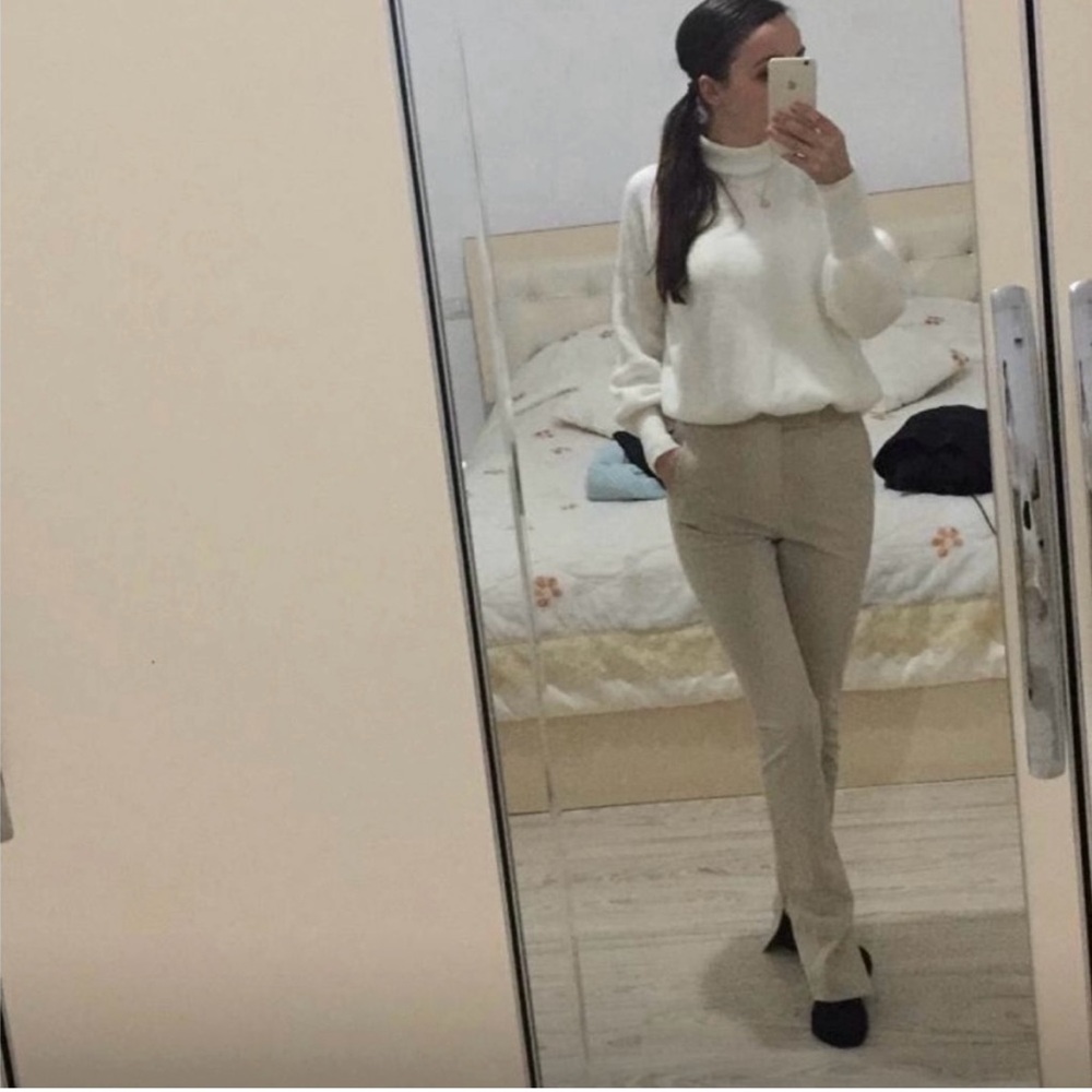 Helmut Lang Beige Tailored Pants – Minimalist Luxury